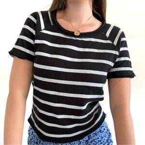 Black and gray striped Chaser thick cotton t-shirt